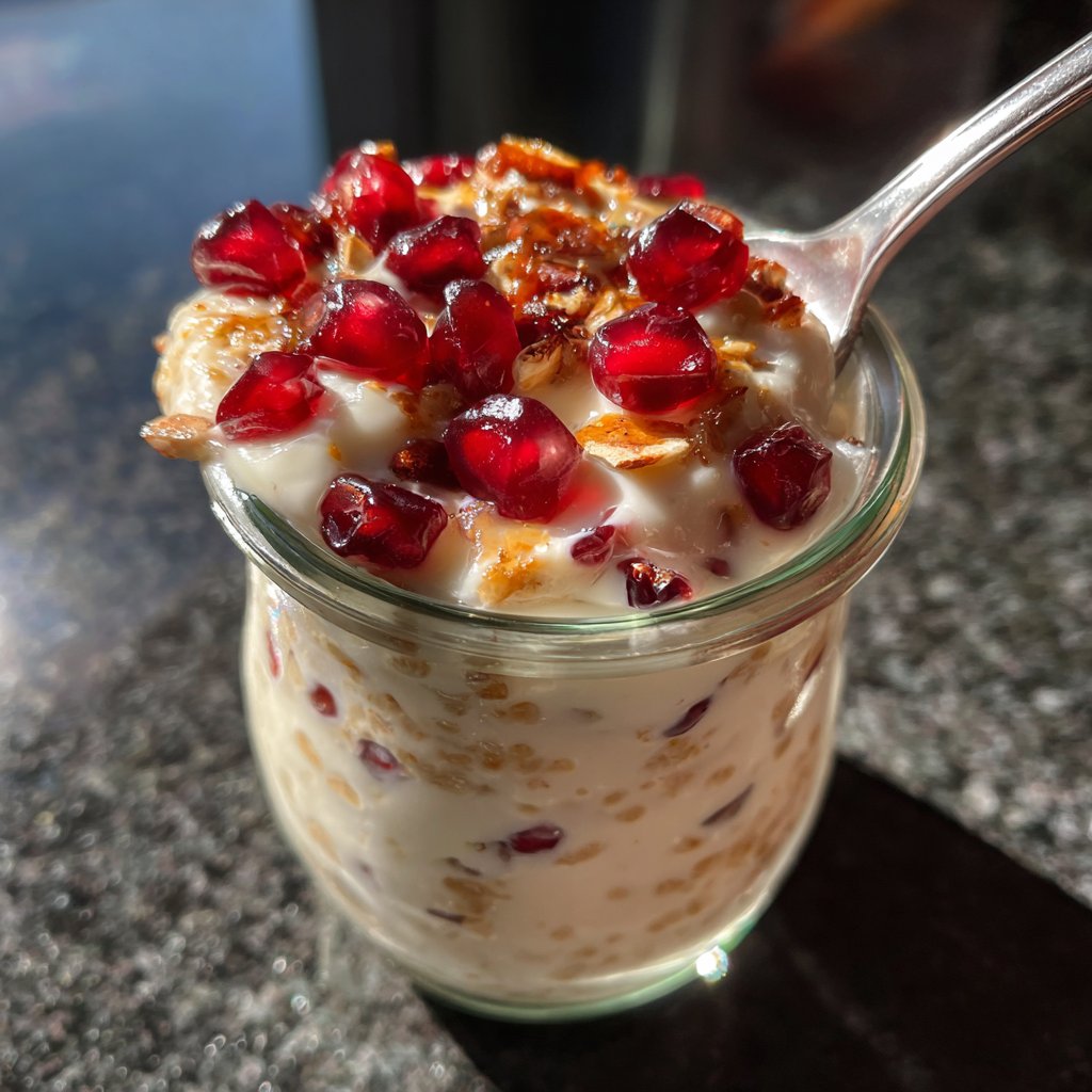 Frühstück im Glas mit Joghurt und Granatapfel