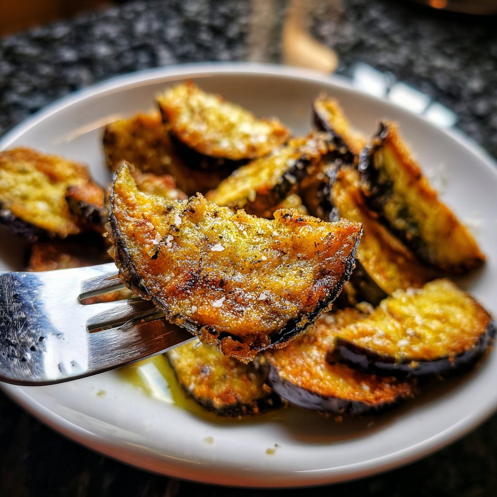 Auberginen aus der Pfanne knusprig